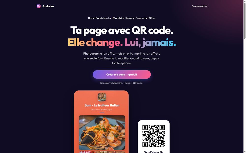 Page d'accueil d'Ardoise