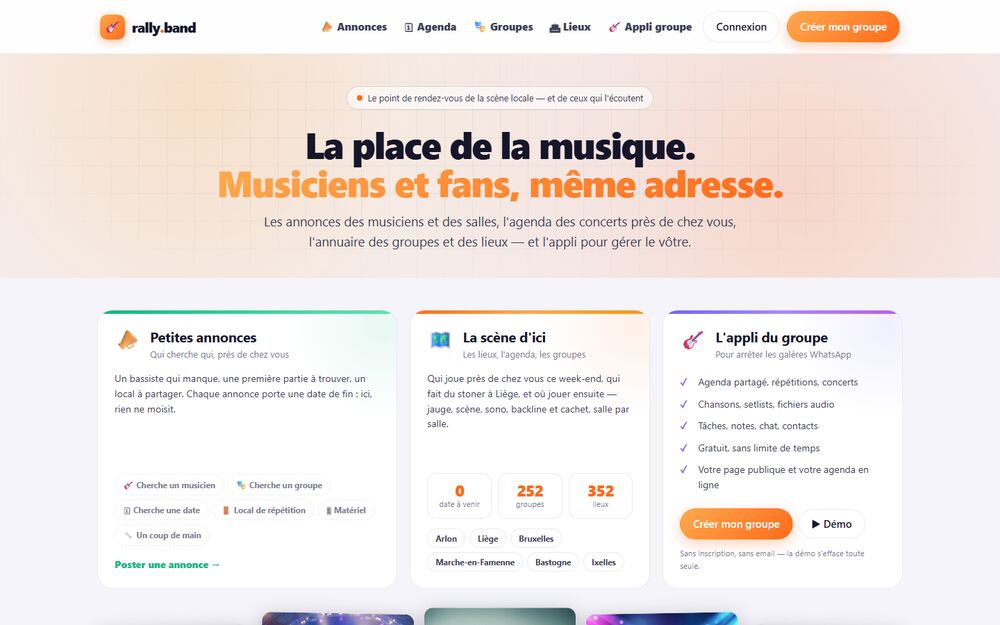 Page d'accueil de rally.band